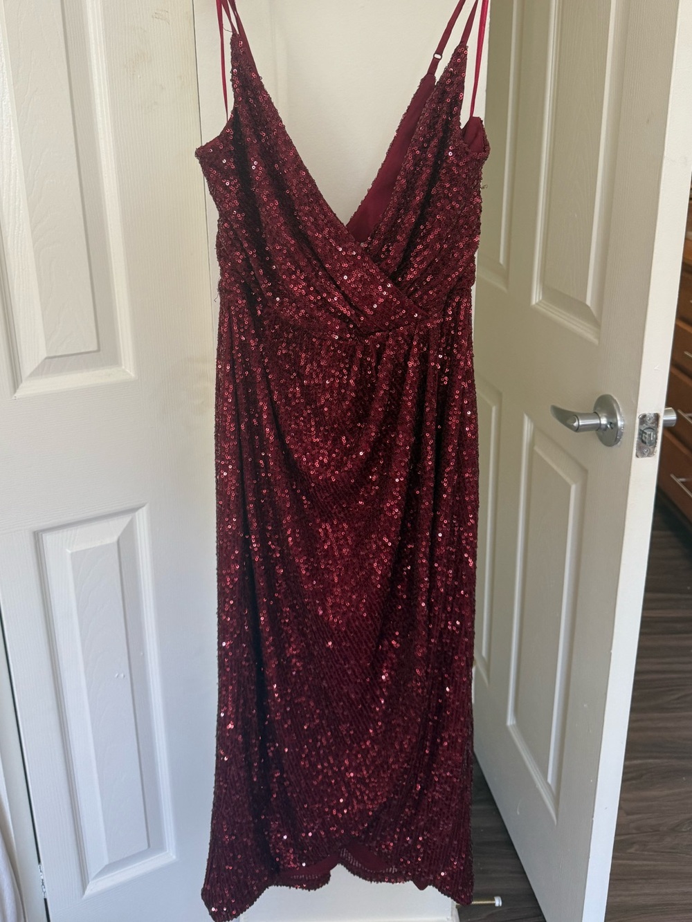 Blue Rain Burgundy Sequin Midi Dress